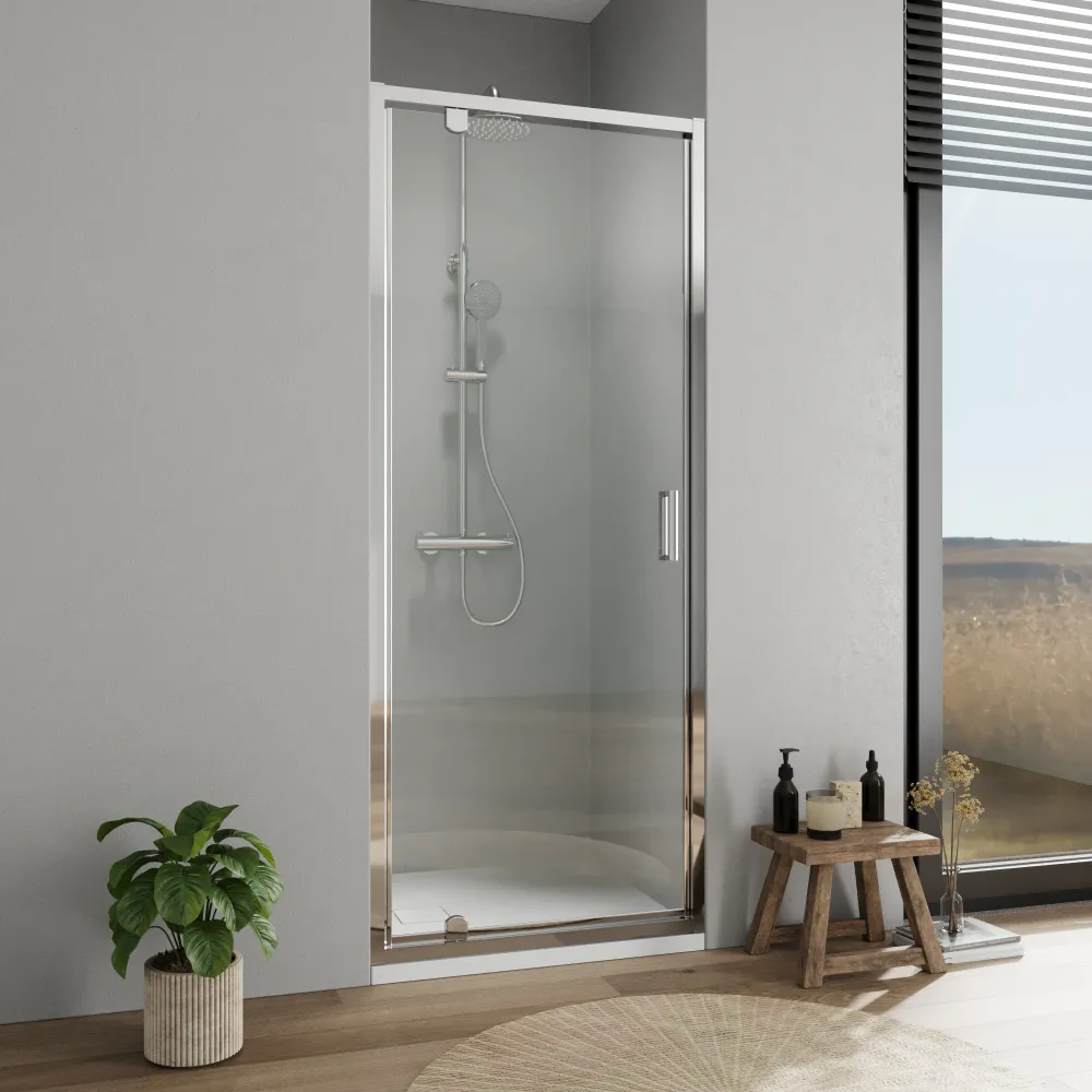 Nicchia doccia 70 cm apertura a battente profili cromati vetro 6mm trasparente h185 | Tonga