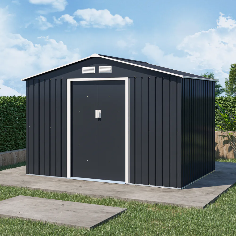 Casetta da giardino in acciaio zincato grigio scuro 2,77x1,95x1,93 m - 65kg - 4,8 metri quadri