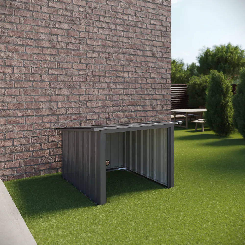 Garage per tosaerba in acciaio zincato nero 90,5x89x62/51cm