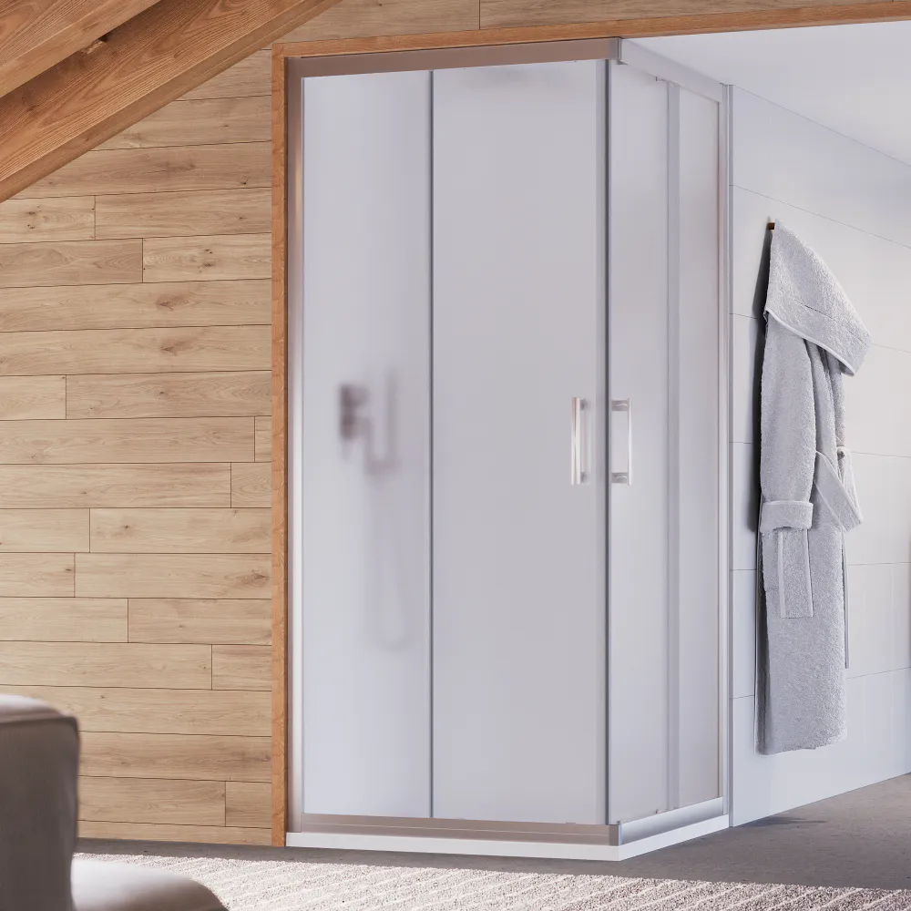Box doccia 70x100 cm apertura angolare due ante scorrevoli vetro opaco h170 | Java Box doccia 70x100 cm apertura angolare due ante scorrevoli vetro opaco h170 | Java
