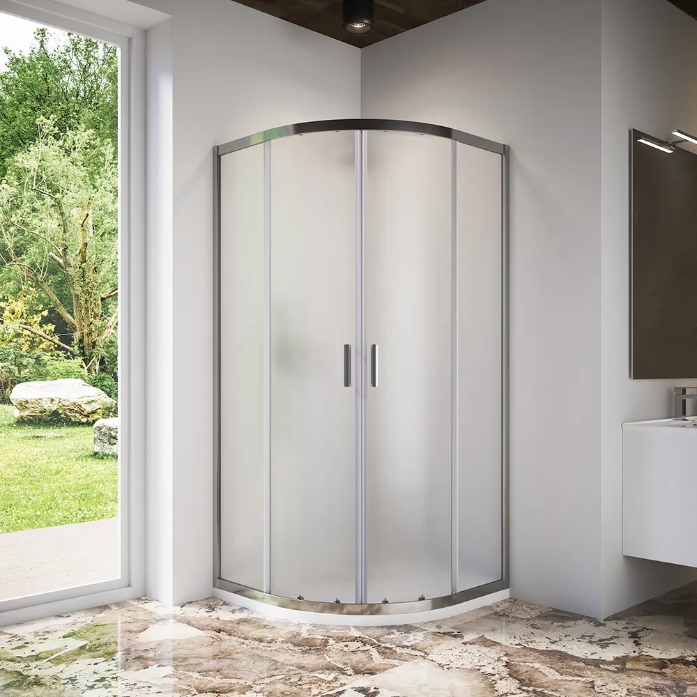 Box doccia semicircolare 75x75 cm profili cromati vetro 6 mm stampato h185 | Tonga Box doccia semicircolare 75x75 cm profili cromati vetro 6 mm stampato h185 | Tonga
