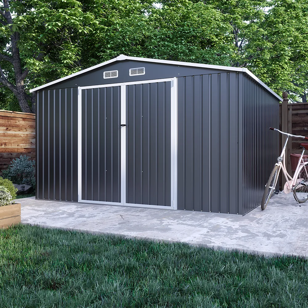 Casetta da giardino in acciaio zincato nero 3,21x2,77xh2,17 m - 129kg - 8,9 metri quadri Casetta da giardino in acciaio zincato nero 3,21x2,77xh2,17 m - 129kg - 8,9 metri quadri