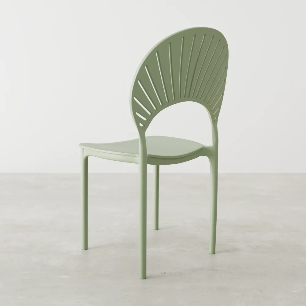 Sedia impilabile in polipropilene verde chiaro con schienala a raggi | Iris