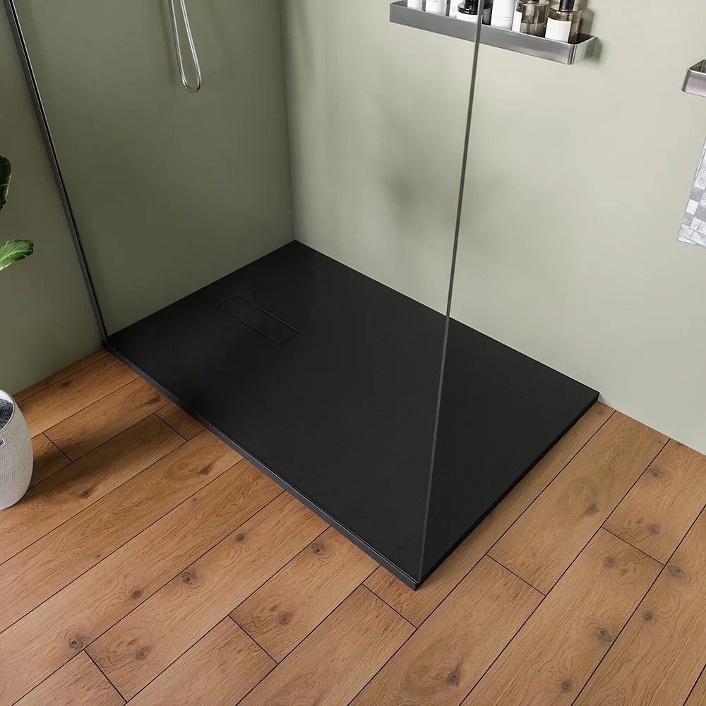 Piatto doccia 90x120 cm in marmoresina nero effetto pietra | Merlera Piatto doccia 90x120 cm in marmoresina nero effetto pietra | Merlera