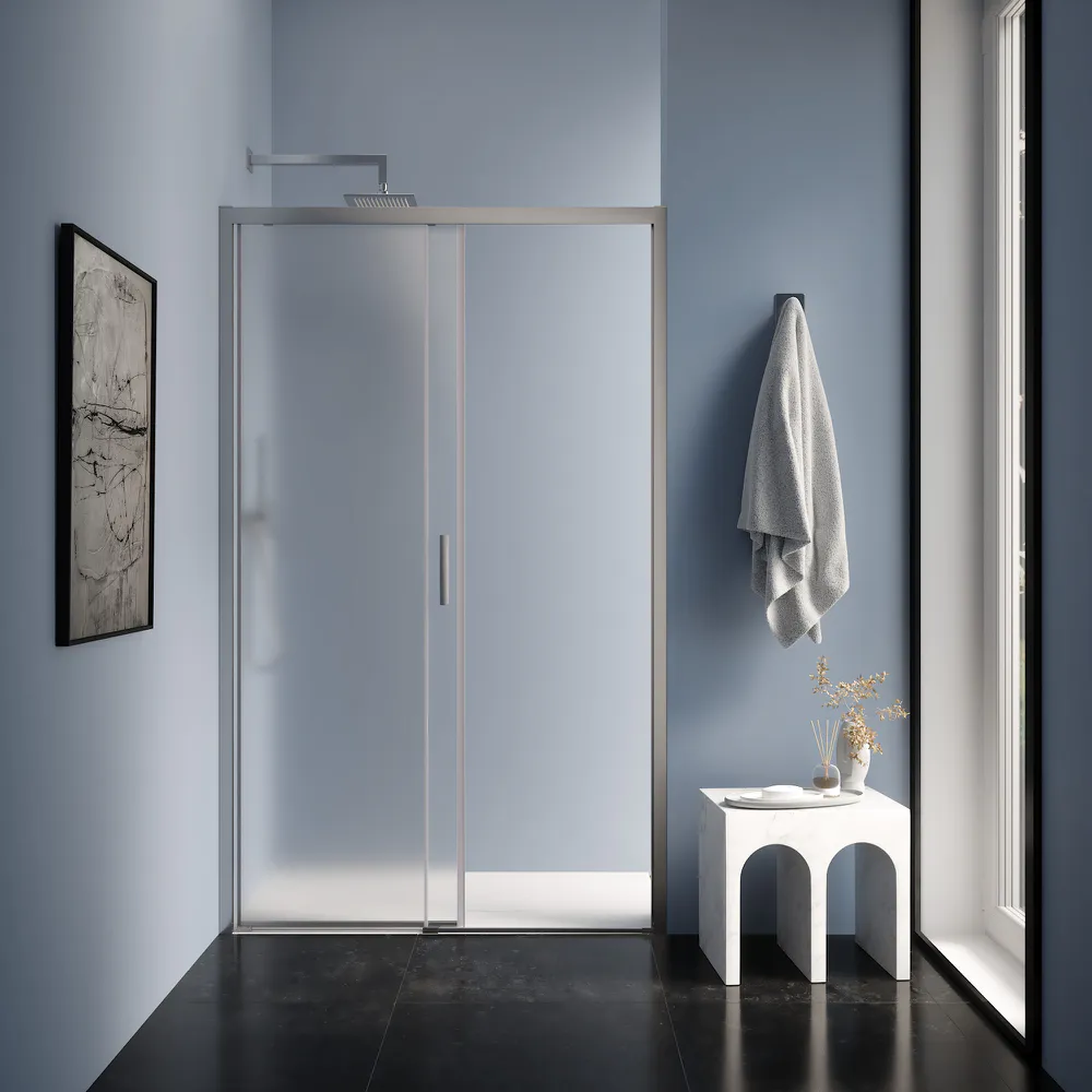 Porta doccia per nicchia scorrevole 130 cm profili cromati vetro 6mm opaco h190 | Cuba