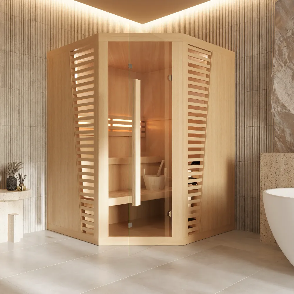 Sauna finlandese da interno 150x150cm h190cm in legno hemlock | Abisko