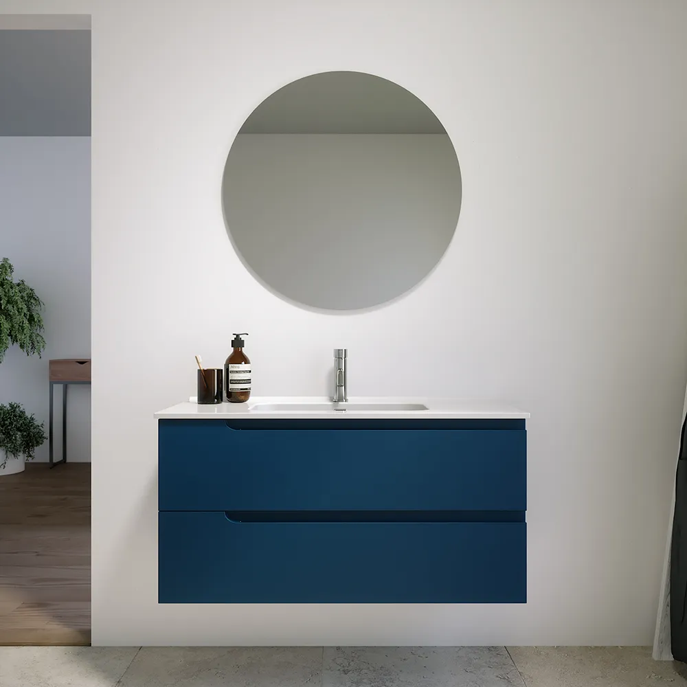 Mobile bagno sospeso 120 cm due cassetti blu zaffiro opaco con lavabo | Ardenne Mobile bagno sospeso 120 cm due cassetti blu zaffiro opaco con lavabo | Ardenne