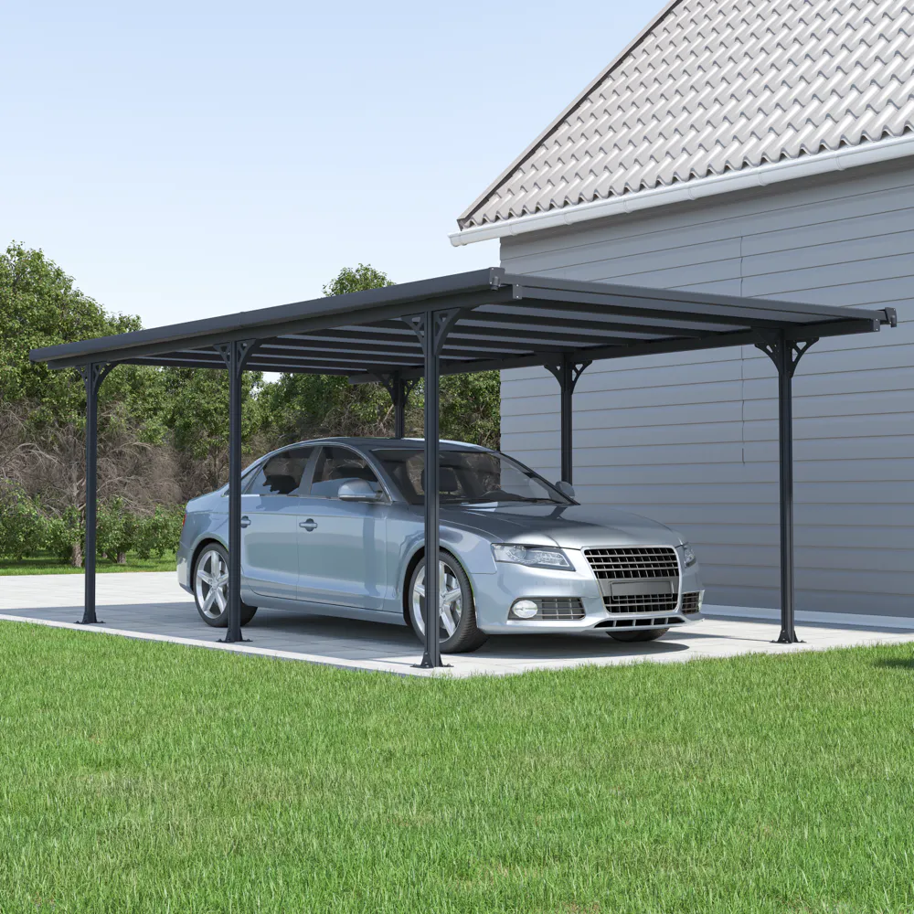 Tettoia per auto 573x313xh205cm in alluminio e policarbonato antracite