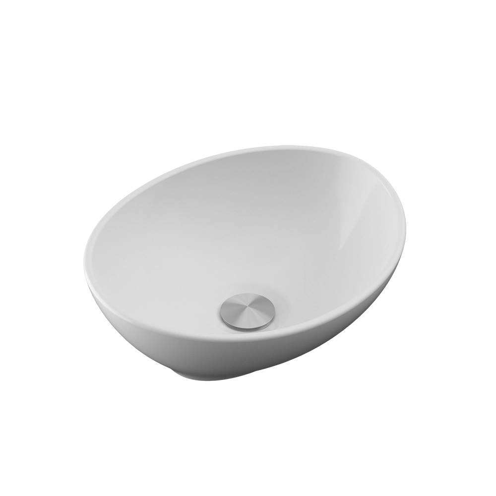 Lavabo da appoggio ovale in ceramica 41x34x14,5 cm Bianco Lavabo da appoggio ovale in ceramica 41x34x14,5 cm Bianco