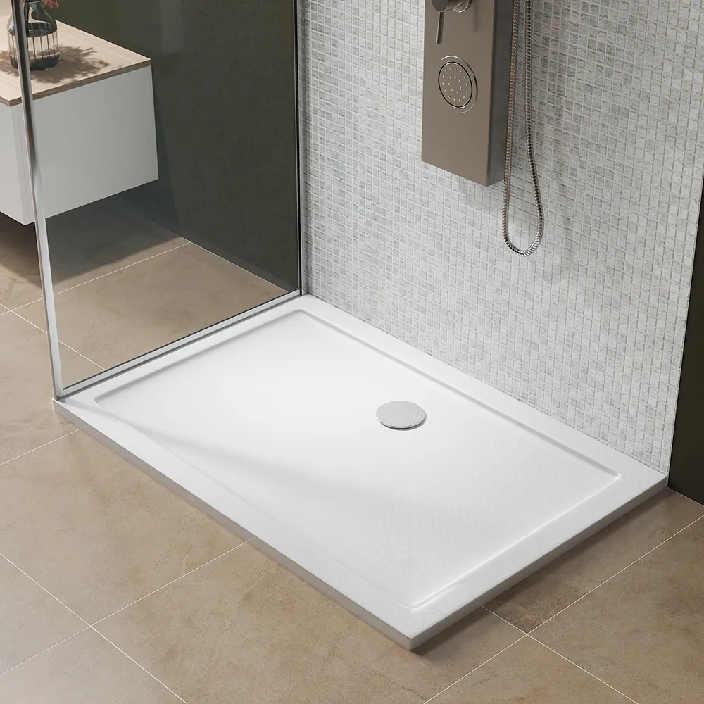 Piatto doccia 80x120 cm bianco lucido bordato in acrilico rinforzato | Asteios Piatto doccia 80x120 cm bianco lucido bordato in acrilico rinforzato | Asteios