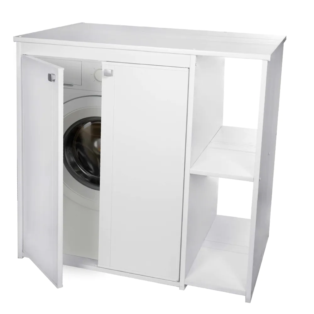 Coprilavatrice con ripiani laterali 94x60cm in PVC bianco | Igloo Pro
