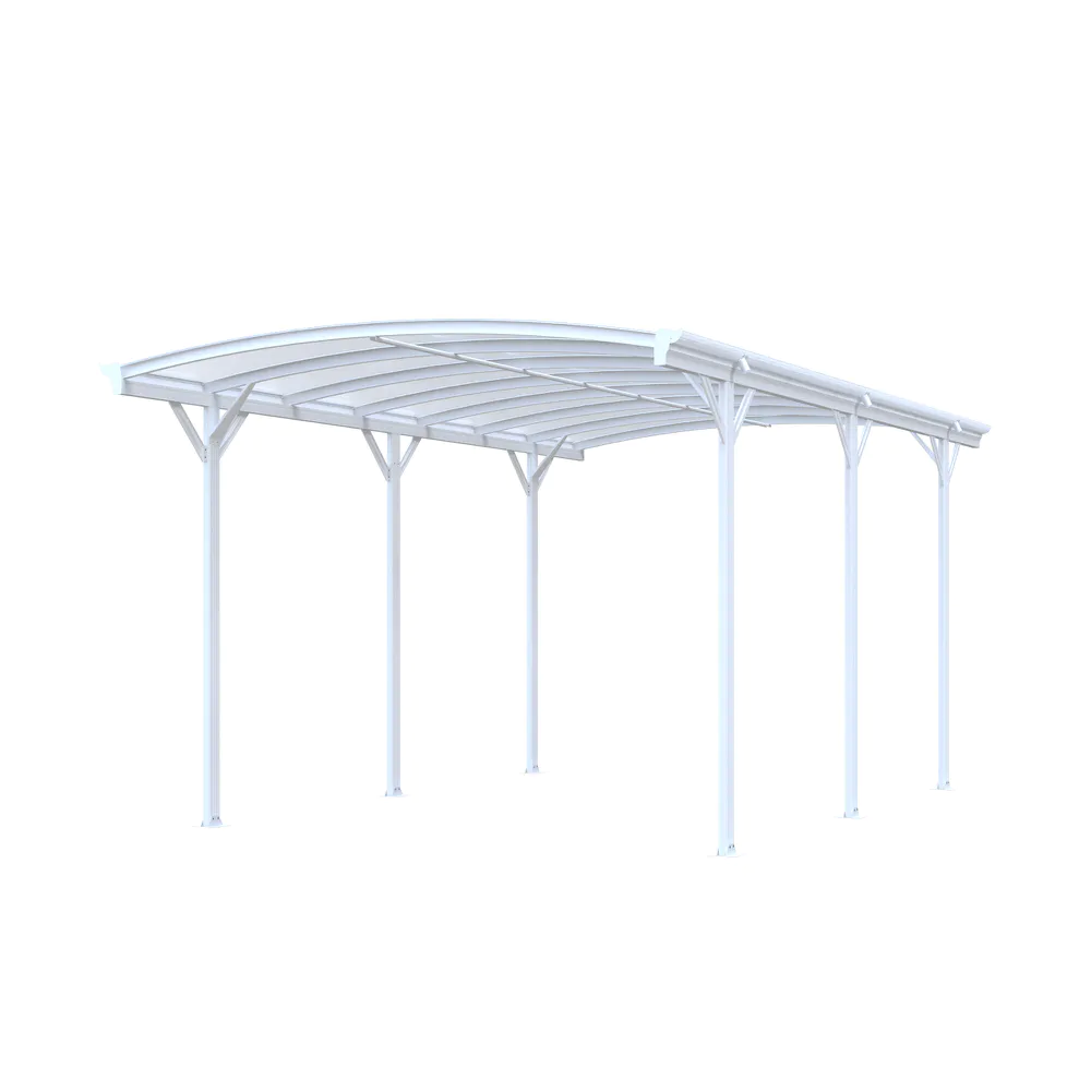 Tettoia per auto ad arco 505x300xh219cm in alluminio e policarbonato bianco - 15mq