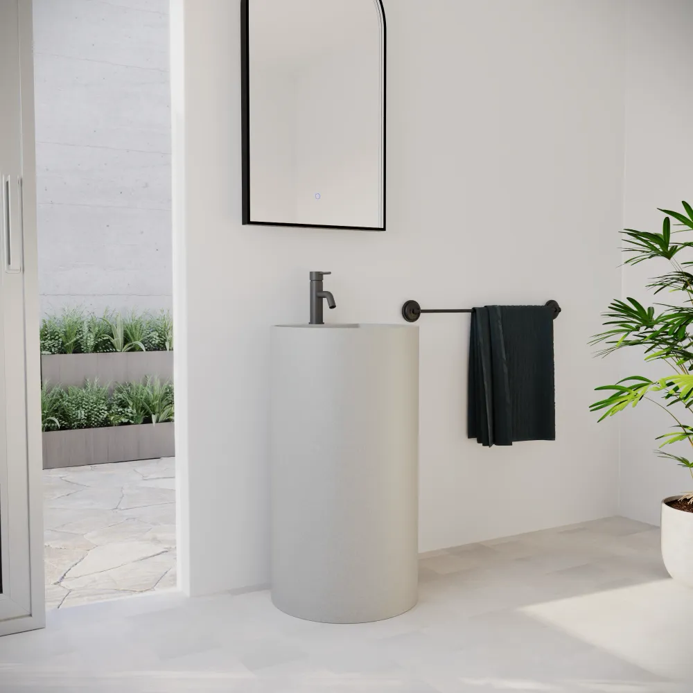 Lavabo freestanding tondo 45x83 cm in micrcocemento beige | Coral