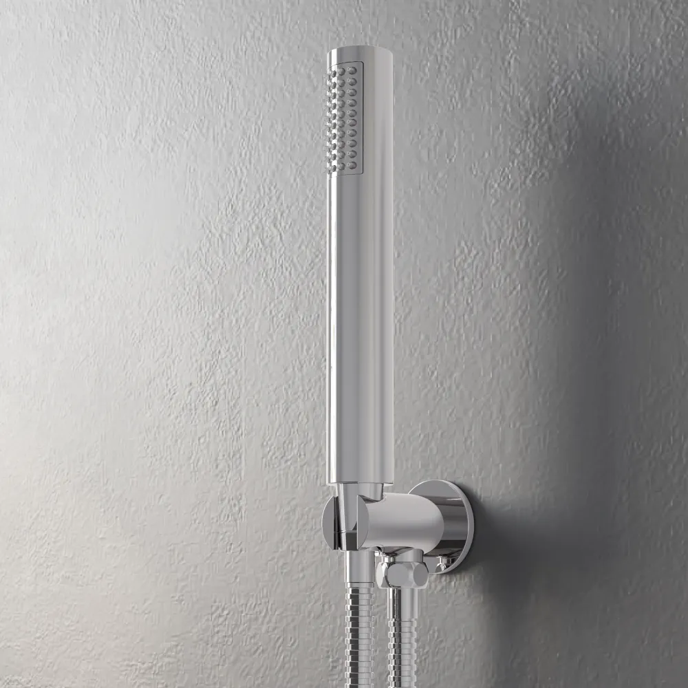 Kit doccia tondo cromato con doccino presa acqua e flessibile