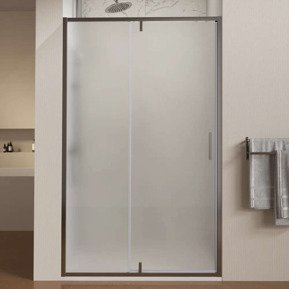 Nicchia slim a battente 130cm profili cromati vetro 6mm opaco anticalcare con cerniere h190 | Lerici