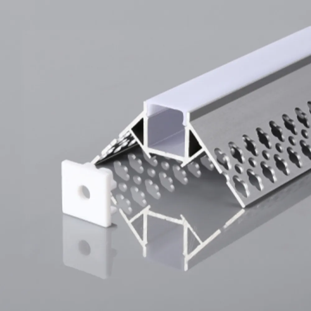 Profilo da incasso silver ad angolo esterno in alluminio 2mt per cartongesso per striscia led