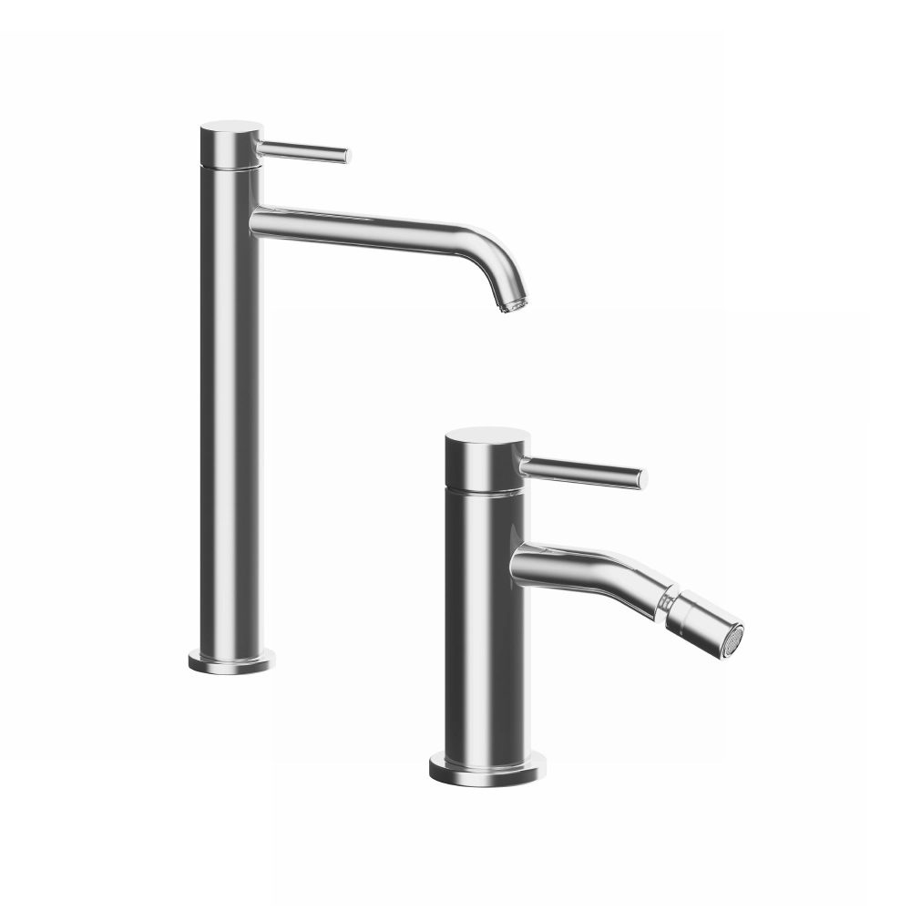 Coppia miscelatori lavabo alto slim bidet senza scarico cromato | Bette Coppia miscelatori lavabo alto slim bidet senza scarico cromato | Bette