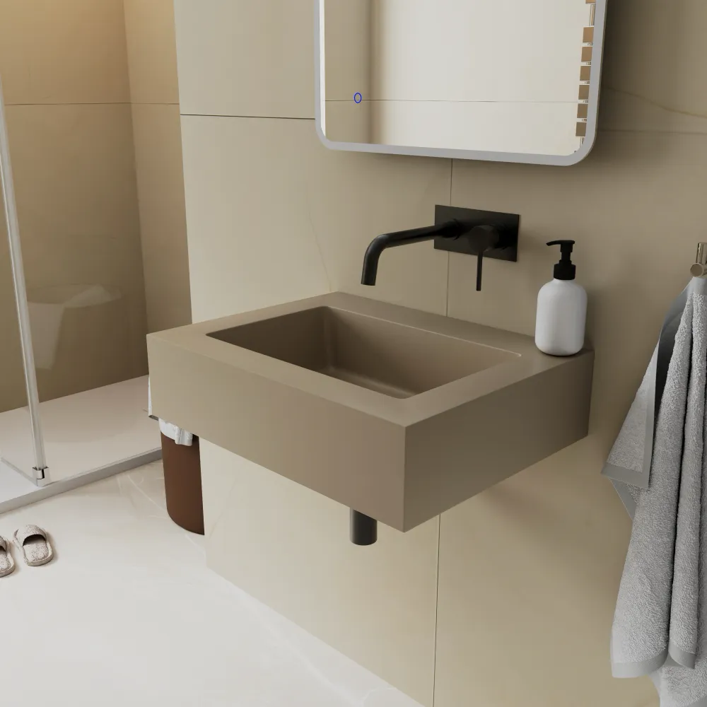 Lavabo sospeso in marmoresina 60cm beige opaco | Koro