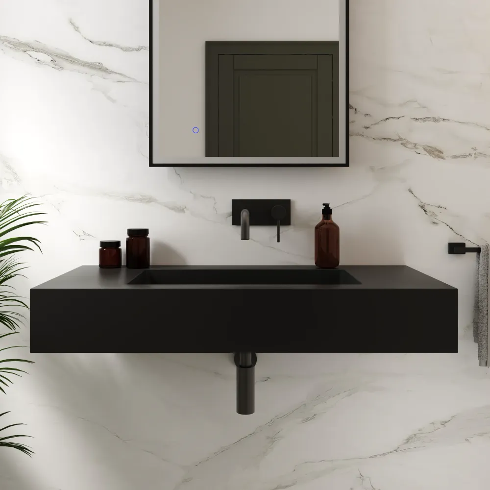 Lavabo sospeso in marmoresina 90cm nero opaco | Koro