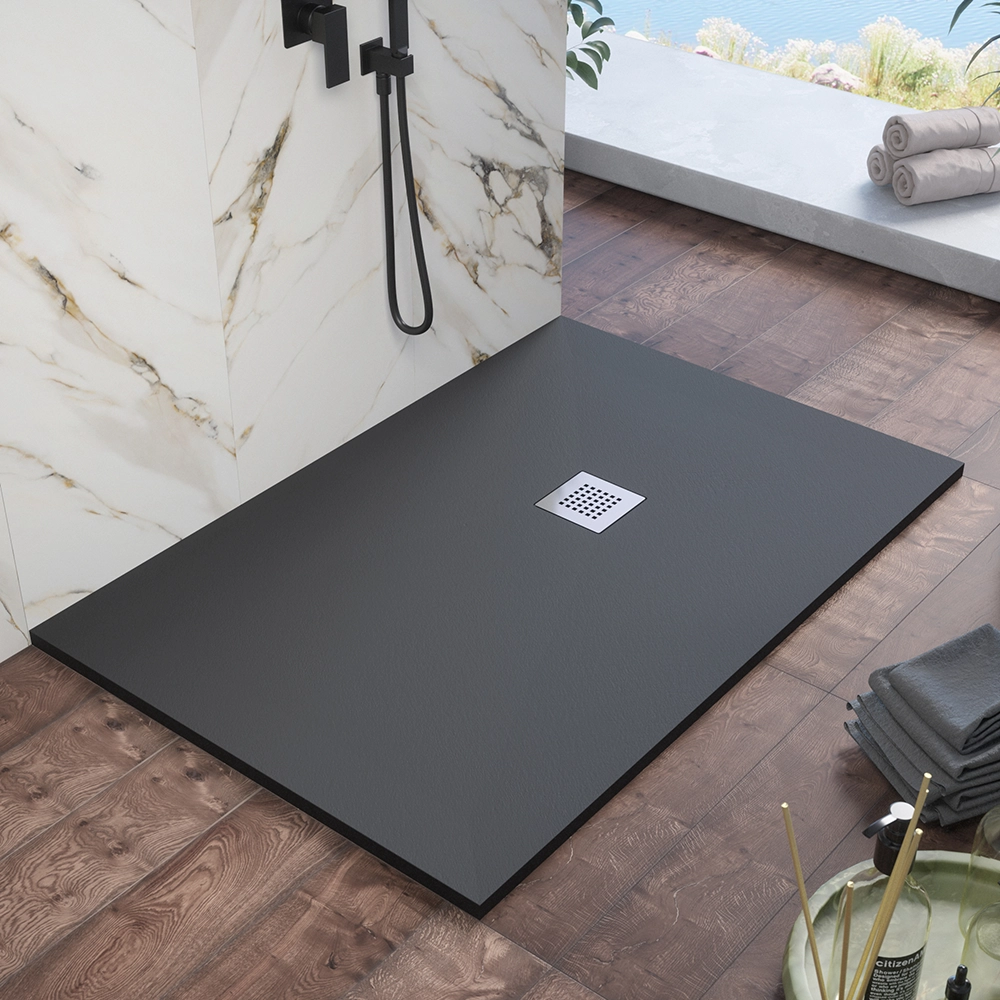 Piatto doccia 80x100cm in marmoresina nero effetto pietra | Kos Piatto doccia 80x100cm in marmoresina nero effetto pietra | Kos