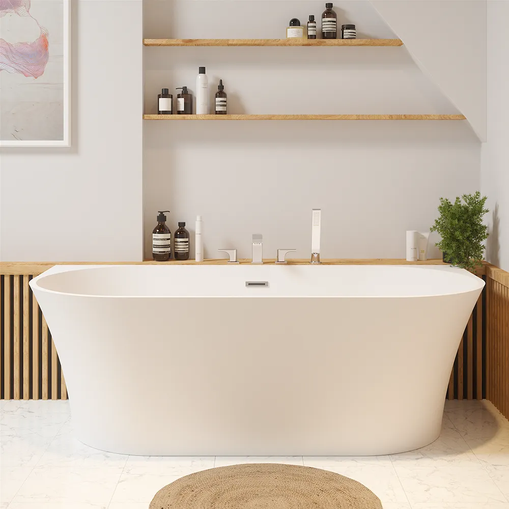 Vasca da bagno filo muro in acrilico bianco lucido - Mod. Olimpia di Parama Vasca da bagno filo muro in acrilico bianco lucido - Mod. Olimpia di Parama