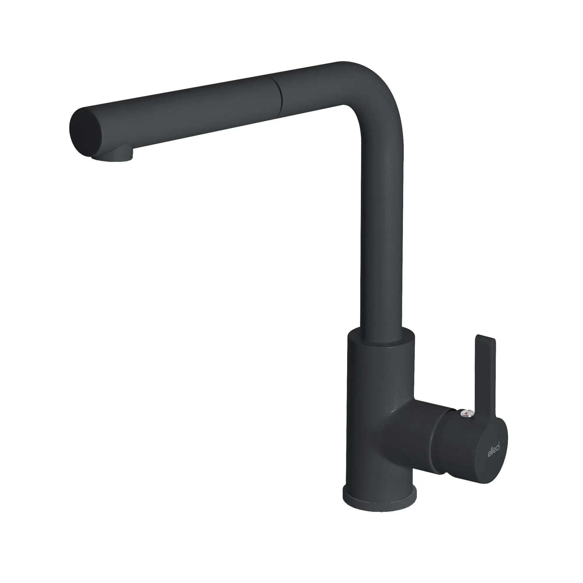 Elleci Miscelatore lavello cucina monocomando con canna girevole estraibile finitura granitek nera | Shell plus