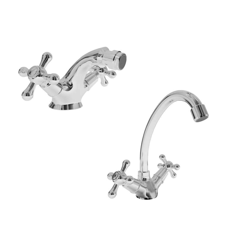 Coppia miscelatori lavabo alto bidet con scarico a saltarello e piletta in acciaio inclusa | Julia