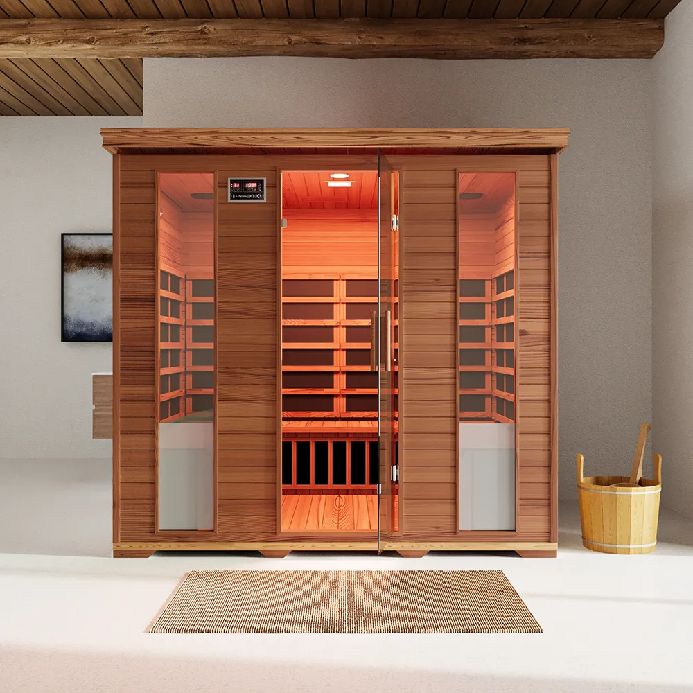 Sauna ad infrarossi 160x210 cm H195 in legno di cedro con radio integrata | Porvoo Sauna ad infrarossi 160x210 cm H195 in legno di cedro con radio integrata | Porvoo