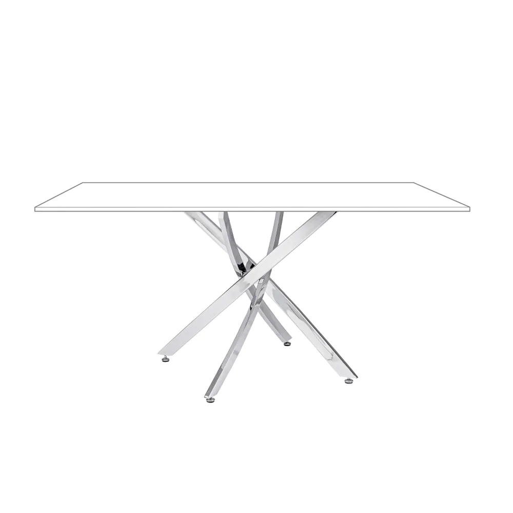 Tavolo rettangolare 160x90cm con top in vetro 8mm trasparente e gambe incrociate in acciaio cromato | George Tavolo rettangolare 160x90cm con top in vetro 8mm trasparente e gambe incrociate in acciaio cromato | George