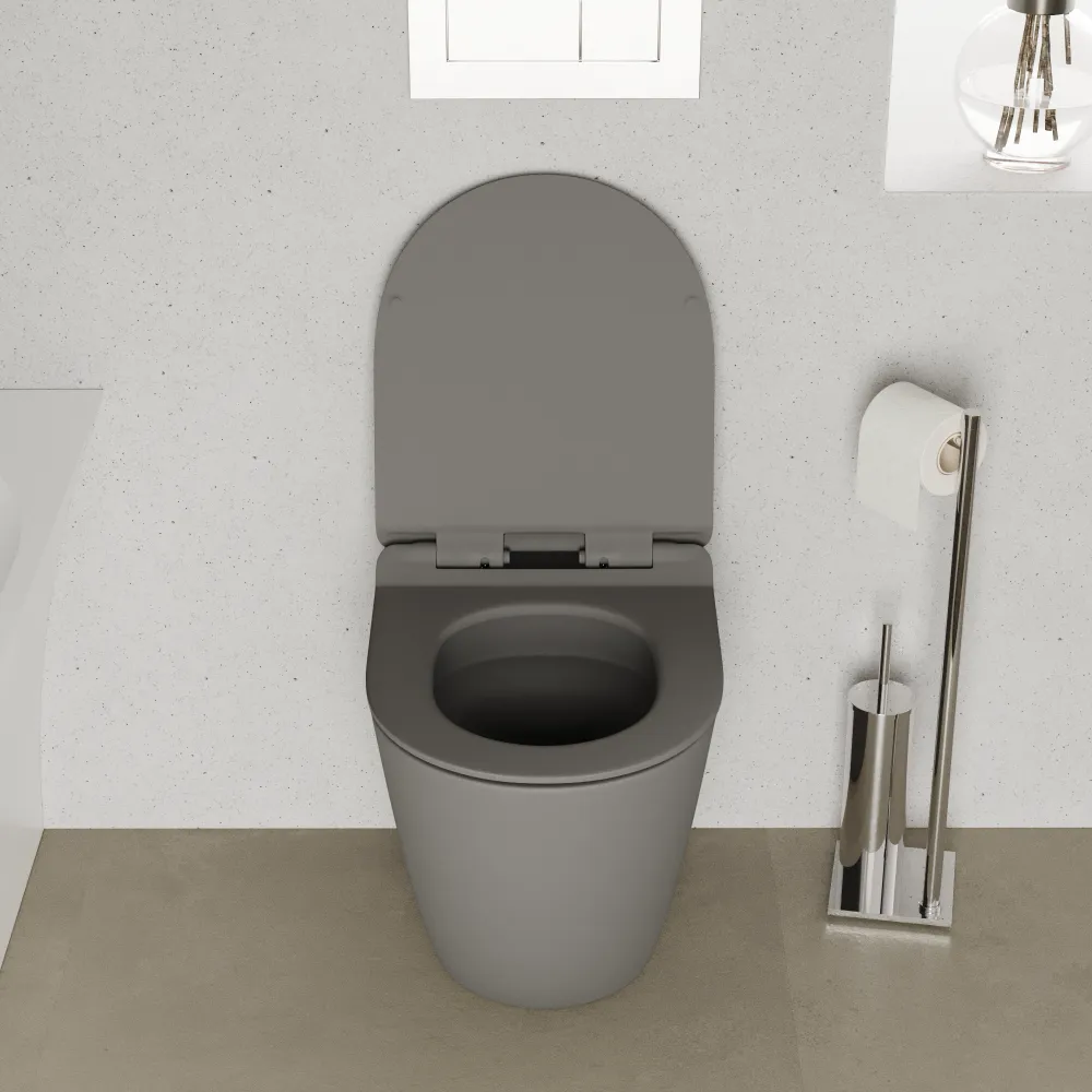 Vaso filomuro tornado silent flush in ceramica grigio opaco con sedile soft-close | Sydney