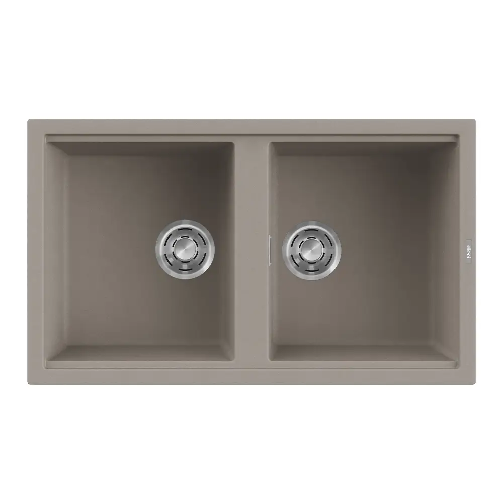 Elleci lavello da cucina 2 vasche 86x51cm in granitek tortora installazione sopratop | Best 450