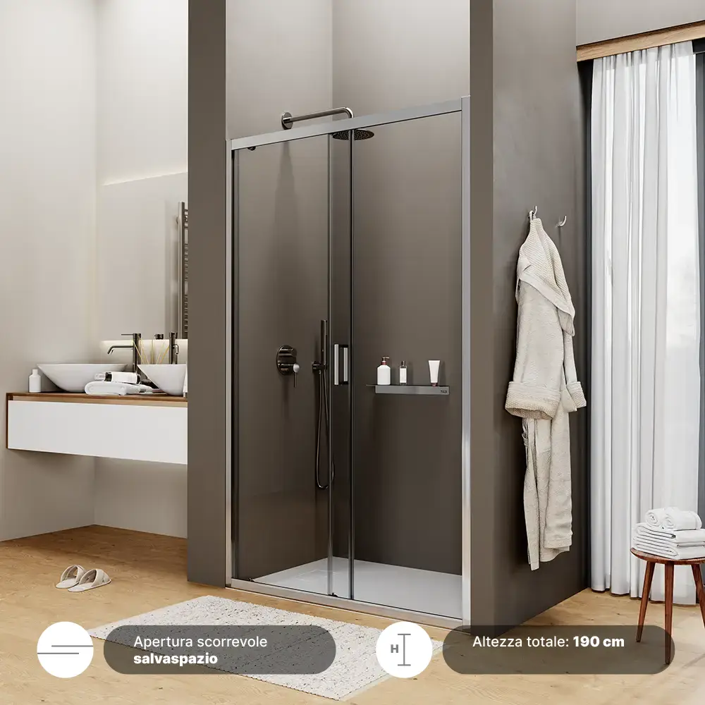 Porta doccia mod. Sicily con vetro temperato 6mm trasparente Porta doccia mod. Sicily con vetro temperato 6mm trasparente