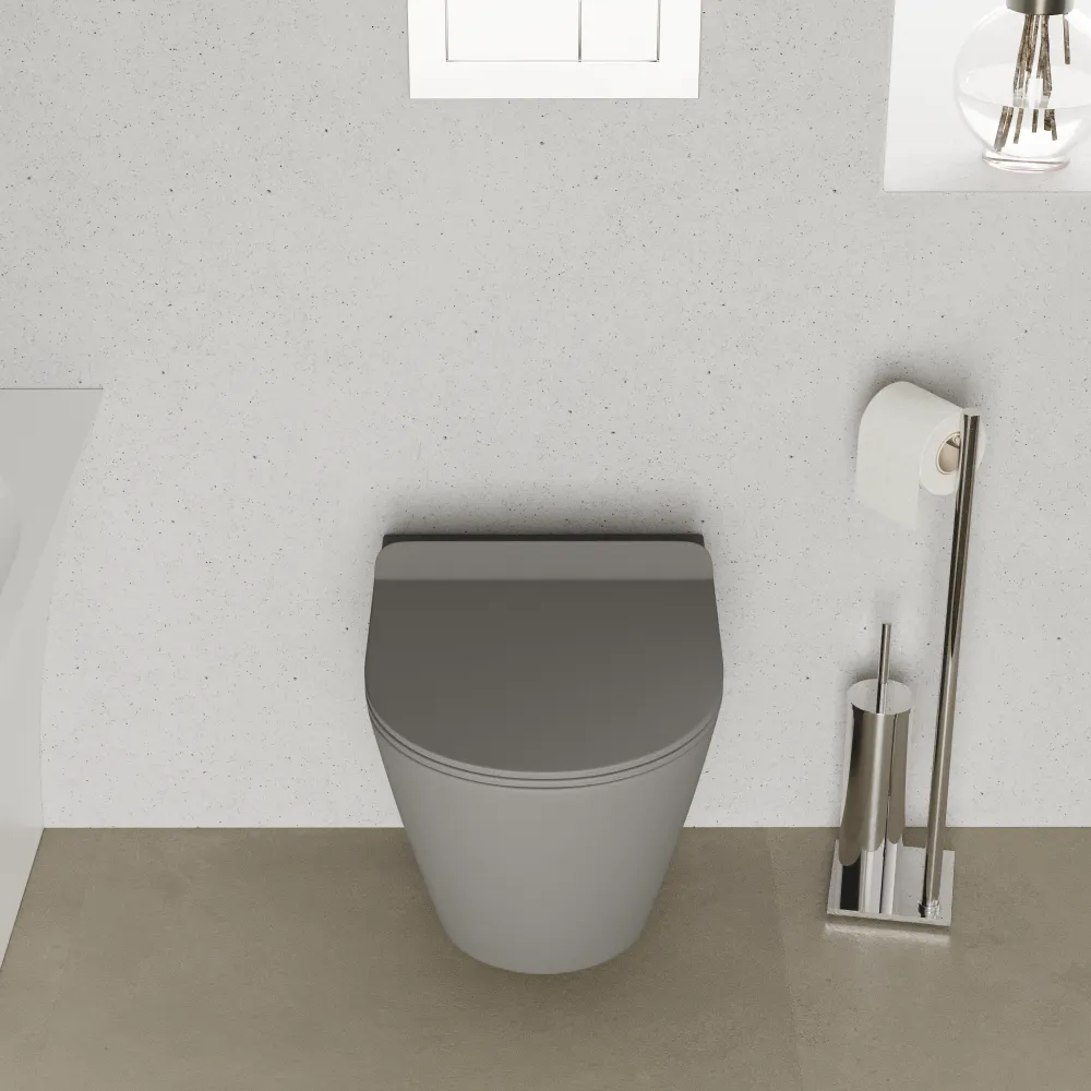 Vaso sospeso tornado silent flush in ceramica grigio opaco con copri-wc soft-close | Sydney