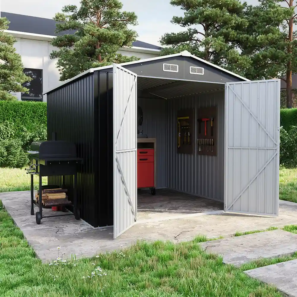 Casetta da giardino in acciaio zincato nero 2,56x2,56xh2,16m - 111kg - 6,55 metri quadri Casetta da giardino in acciaio zincato nero 2,56x2,56xh2,16m - 111kg - 6,55 metri quadri