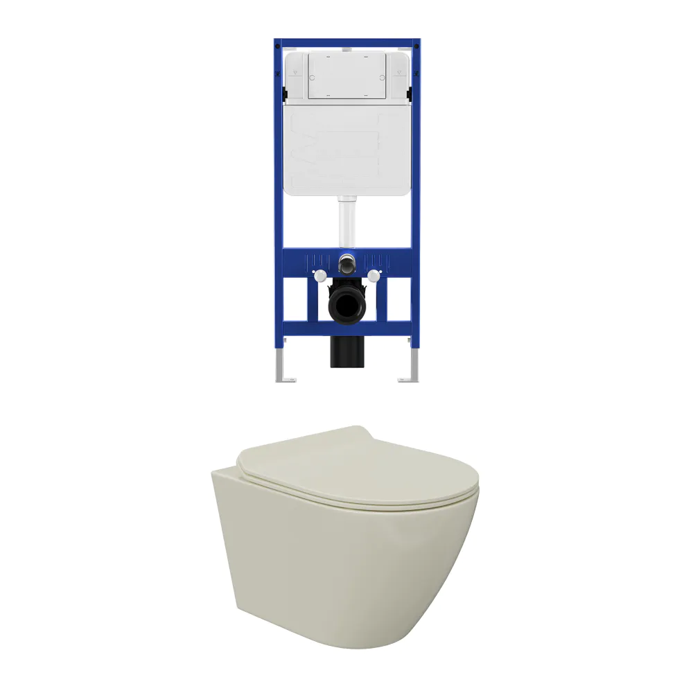 Kit WC sospeso e sistema di scarico da incasso mod. Parigi khaki opaco Kit WC sospeso e sistema di scarico da incasso mod. Parigi khaki opaco