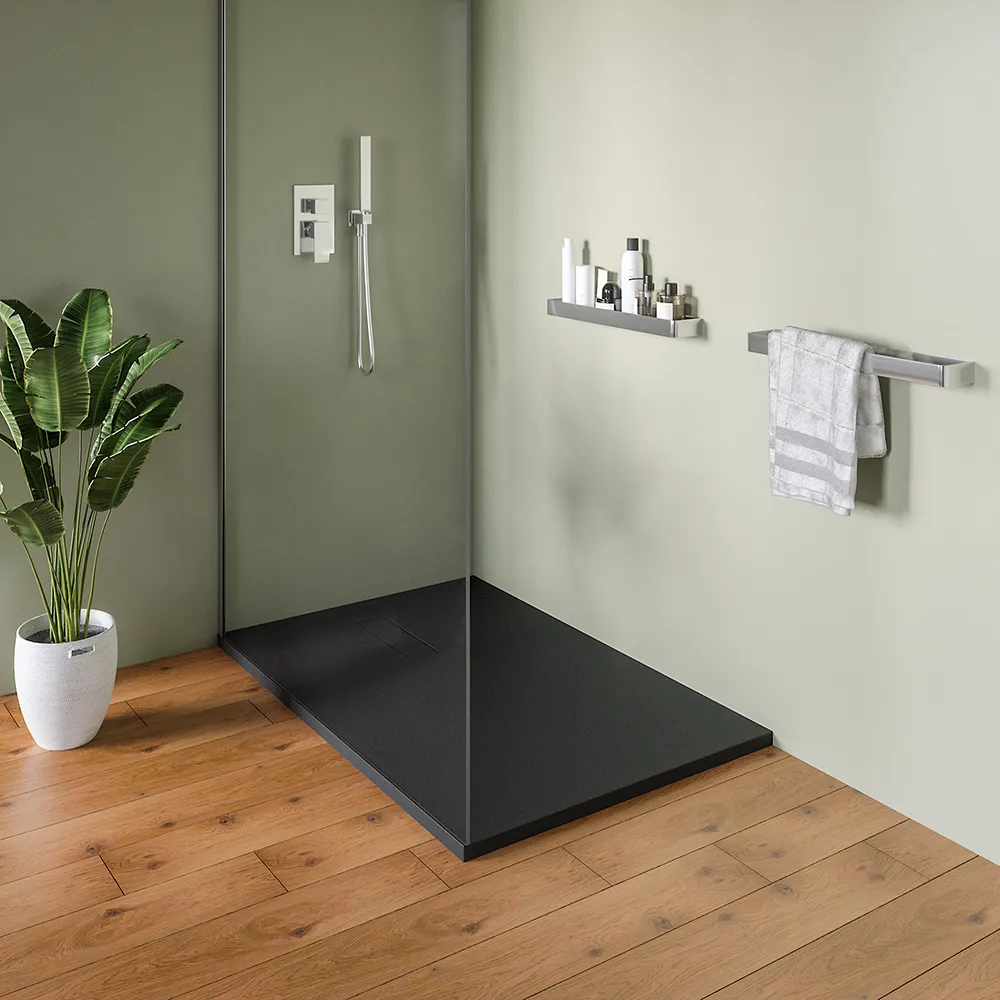 Piatto doccia 90x120 cm in marmoresina nero effetto pietra | Merlera Piatto doccia 90x120 cm in marmoresina nero effetto pietra | Merlera