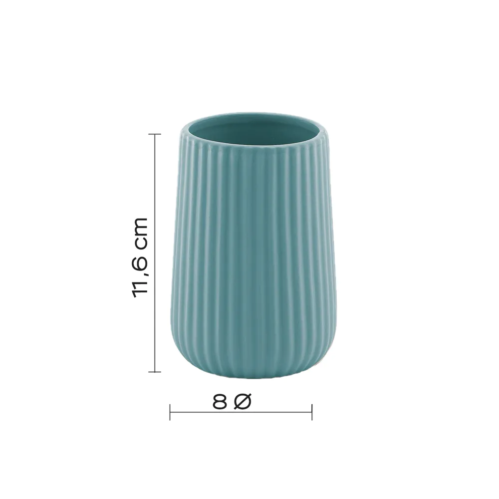 Portaspazzolini Gedy in ceramica azzurro polvere | Marika