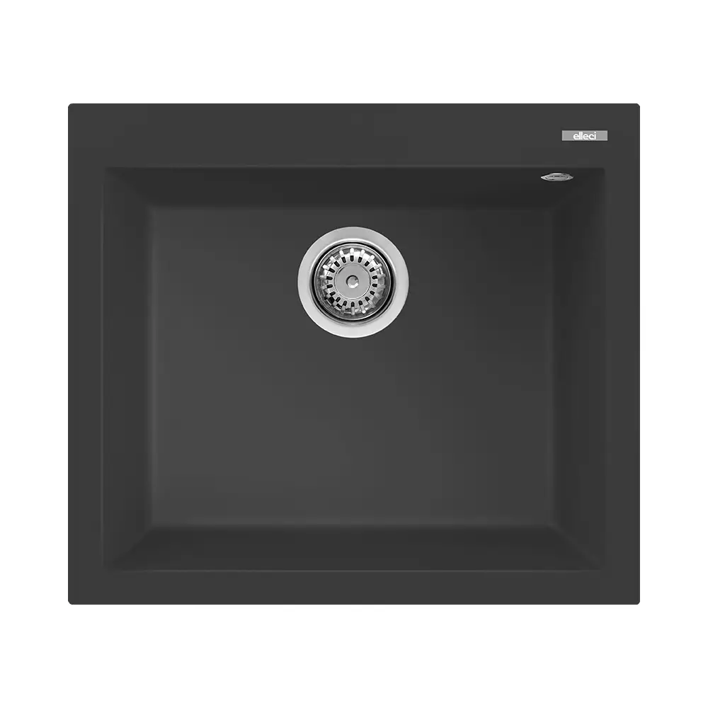 Elleci lavello da cucina 1 vasca 57x50cm in granitek antracite installazione sopratop | Quadra 105