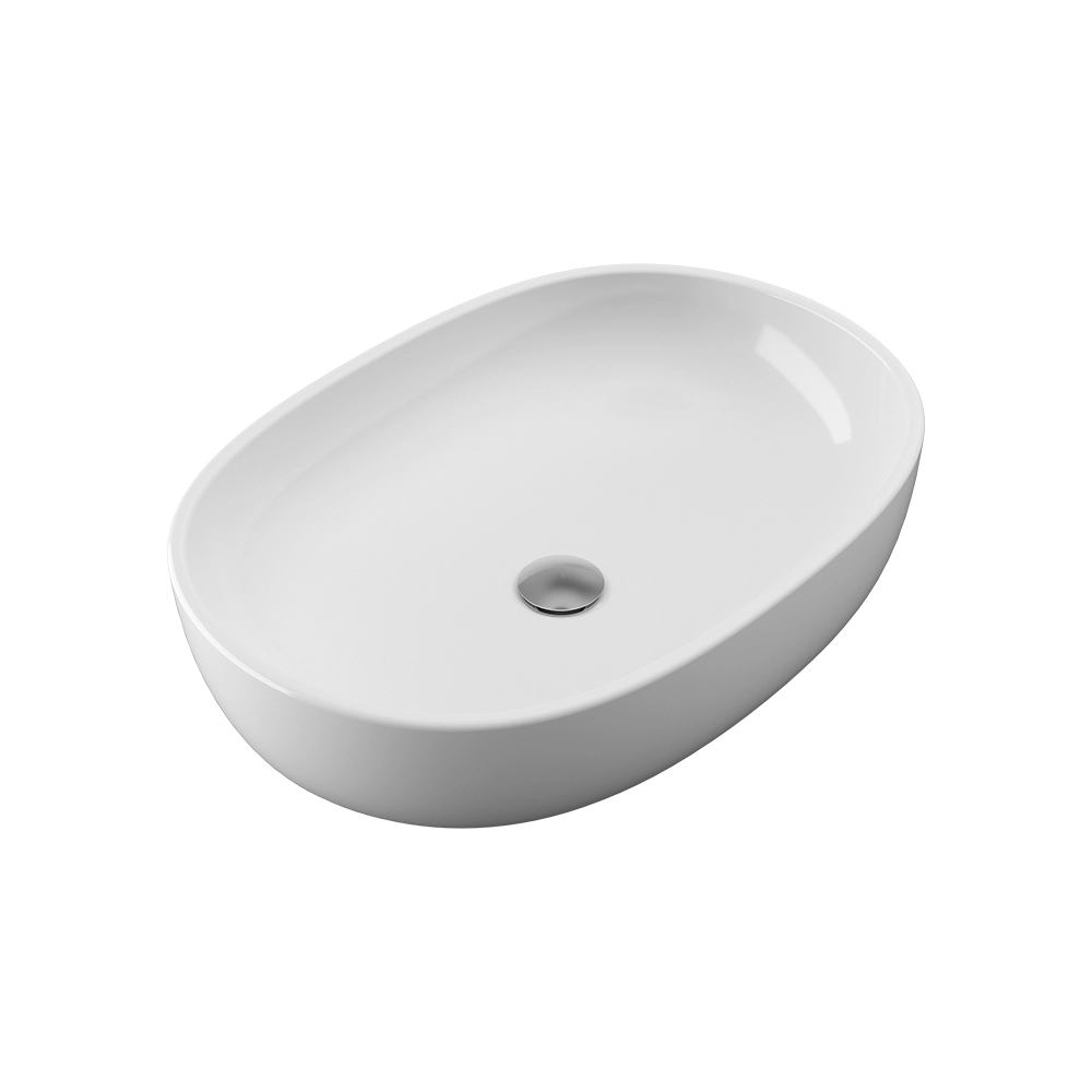 Lavabo da appoggio ovale 60x43x14,5cm in Bianco Lucido Lavabo da appoggio ovale 60x43x14,5cm in Bianco Lucido