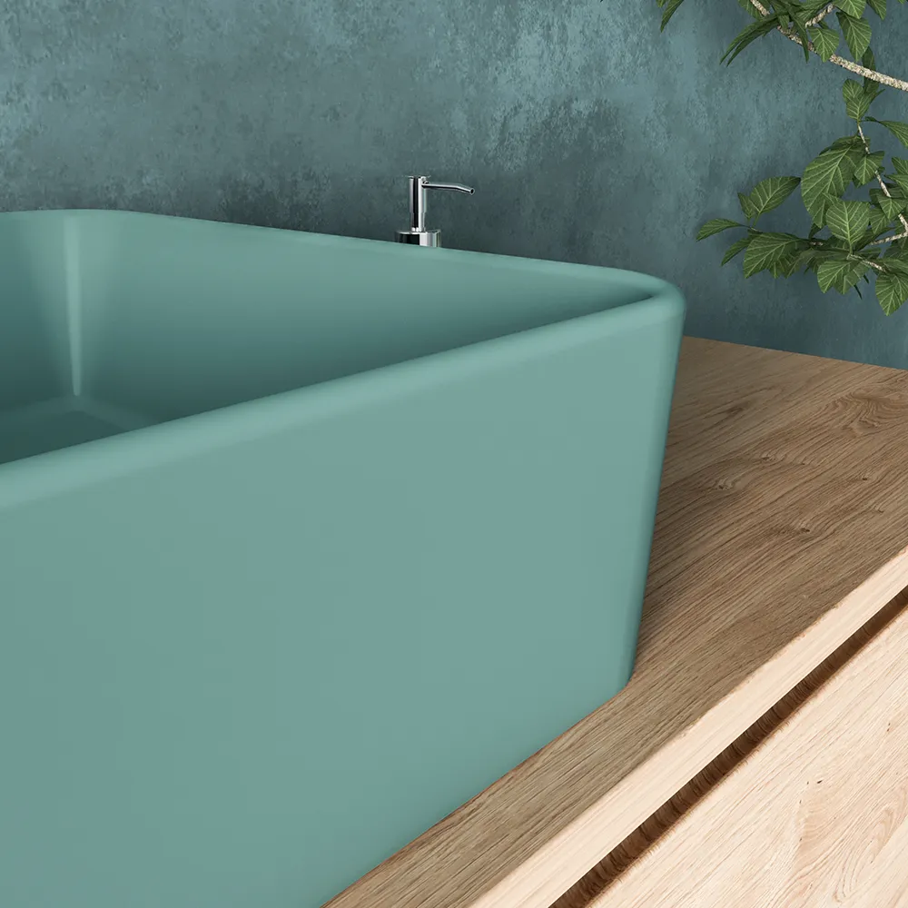 Lavabo da appoggio rettangolare 48x37x13,5 cm carta da zucchero | Caspio Lavabo da appoggio rettangolare 48x37x13,5 cm carta da zucchero | Caspio