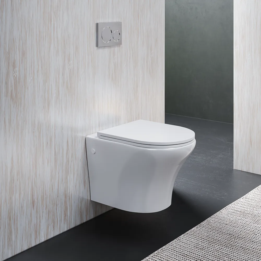 Vaso sospeso rimless in ceramica bianco lucido con sedile soft-close | Nassau Vaso sospeso rimless in ceramica bianco lucido con sedile soft-close | Nassau