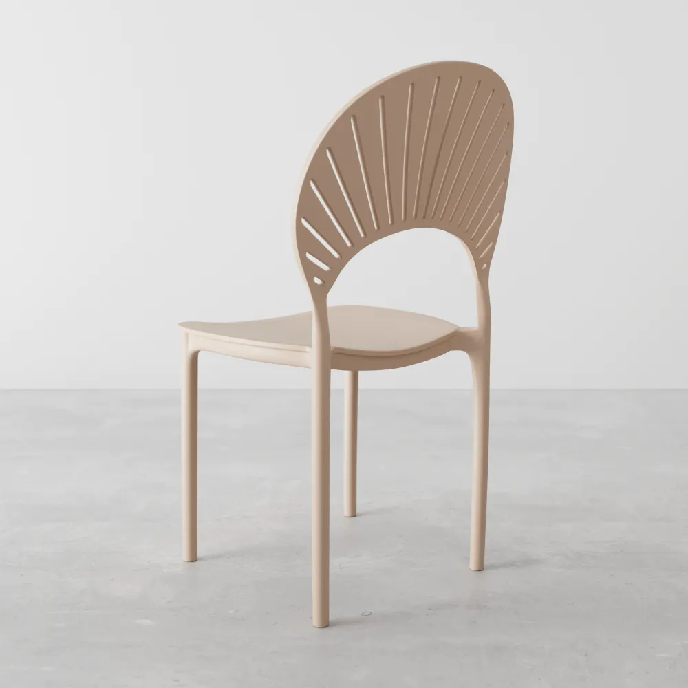 Sedia impilabile in polipropilene tortora con schienale a raggi | Iris