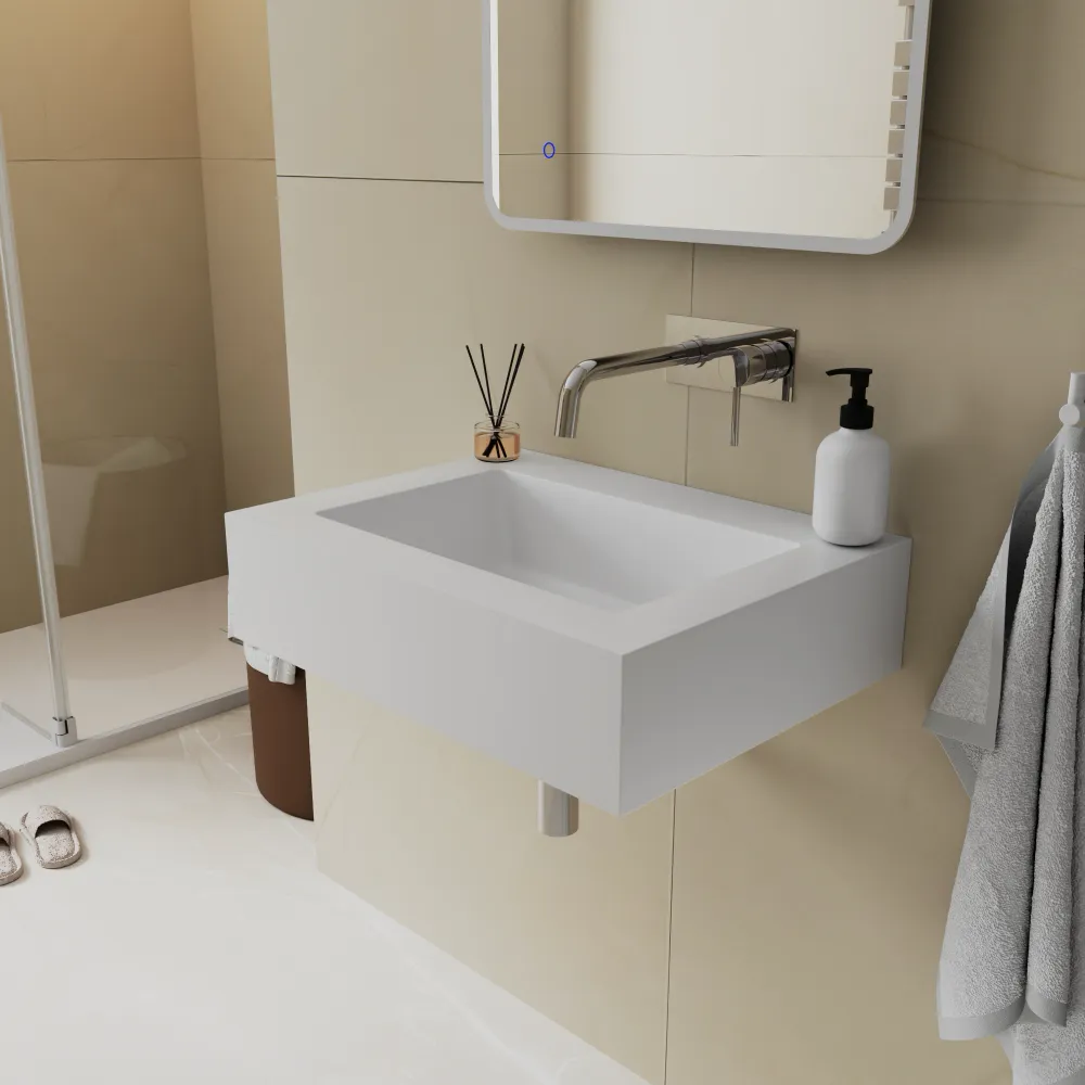 Lavabo sospeso in marmoresina 70cm bianco opaco | Koro