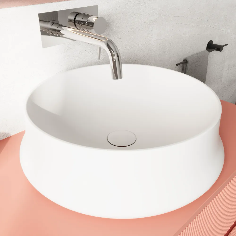 Lavabo da appoggio in ceramia tondo 45x45x14cm bianco opaco | Siwa Lavabo da appoggio in ceramia tondo 45x45x14cm bianco opaco | Siwa