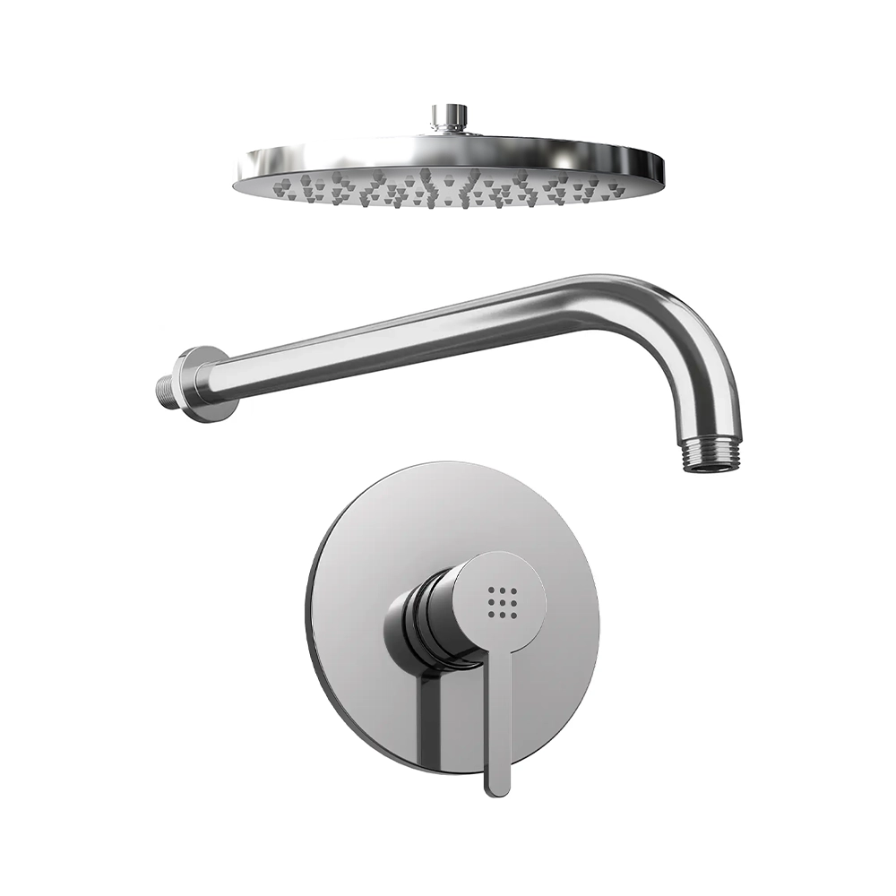 Set doccia cromato - Miscelatore incasso Virna con braccio e soffione 20 cm Set doccia cromato - Miscelatore incasso Virna con braccio e soffione 20 cm