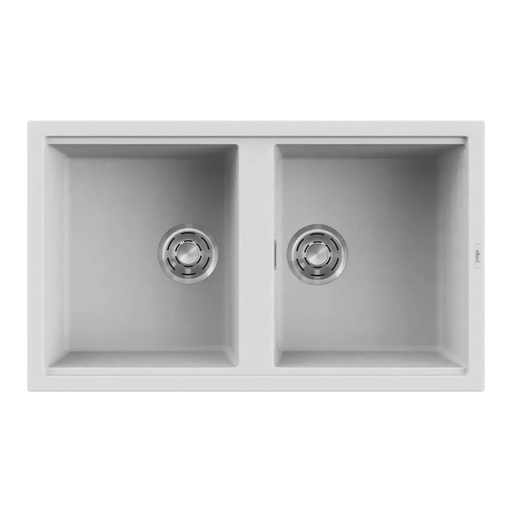 Elleci lavello da cucina 2 vasche 86x51cm in granitek bianco installazione sopratop | Best 450 Elleci lavello da cucina 2 vasche 86x51cm in granitek bianco installazione sopratop | Best 450