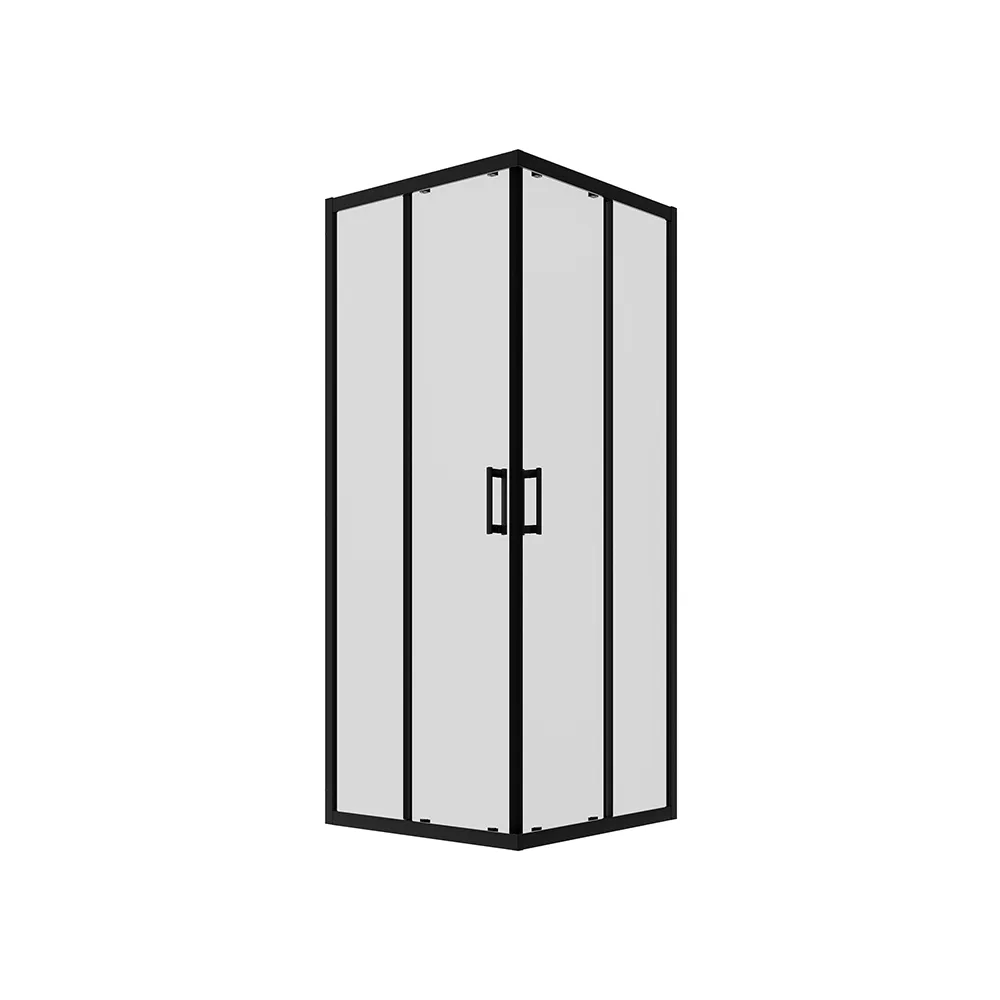 Box doccia 80x120 cm angolare doppio scorrevole profili neri vetro trasparente h190 | Java Box doccia 80x120 cm angolare doppio scorrevole profili neri vetro trasparente h190 | Java