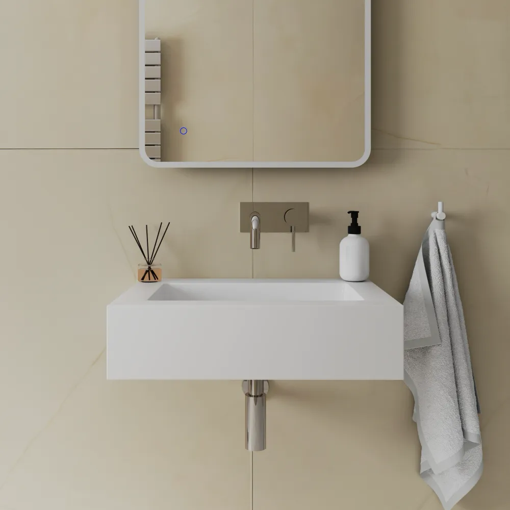 Lavabo sospeso in marmoresina 70cm bianco opaco | Koro