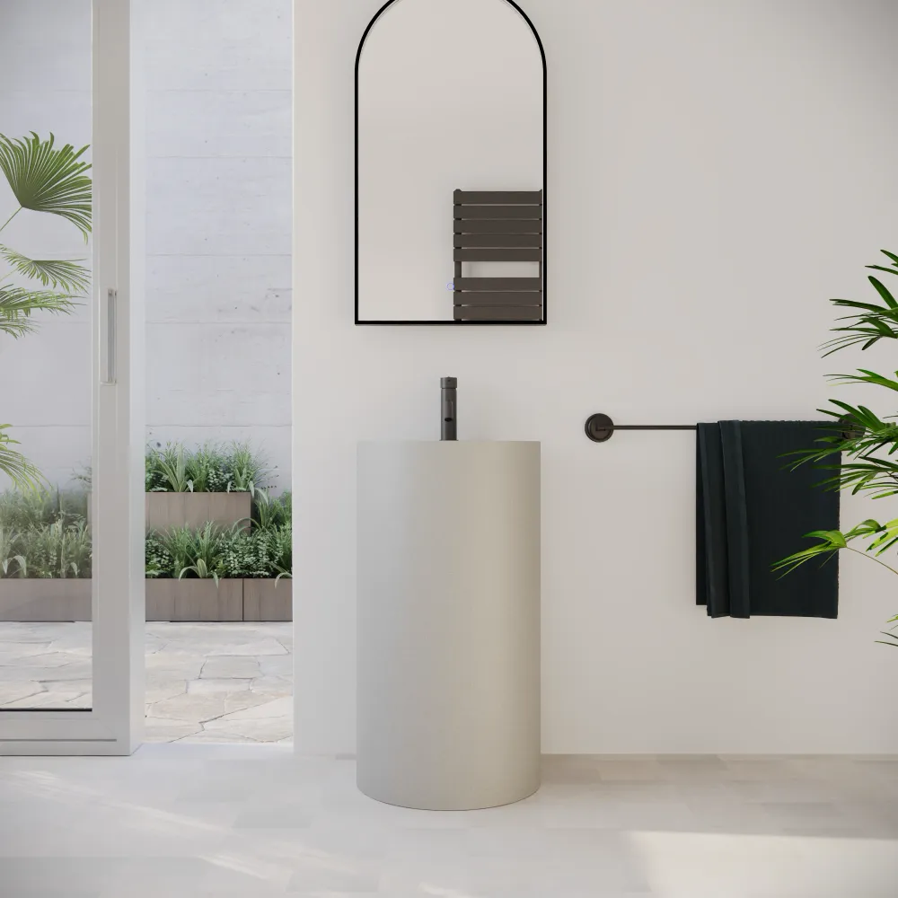 Lavabo freestanding tondo 45x83 cm in micrcocemento beige | Coral Lavabo freestanding tondo 45x83 cm in micrcocemento beige | Coral