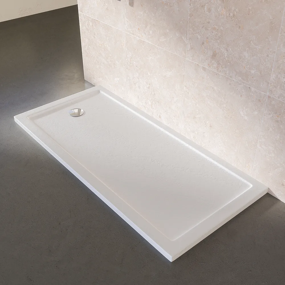 Piatto doccia 80x140 effetto pietra bianco in acrilico altezza slim | Petra Piatto doccia 80x140 effetto pietra bianco in acrilico altezza slim | Petra